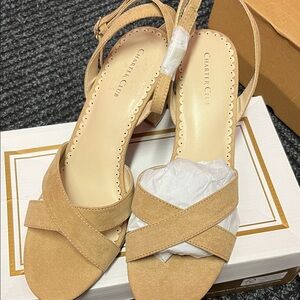 Charter Club Beige Cross-Strap Sandals
